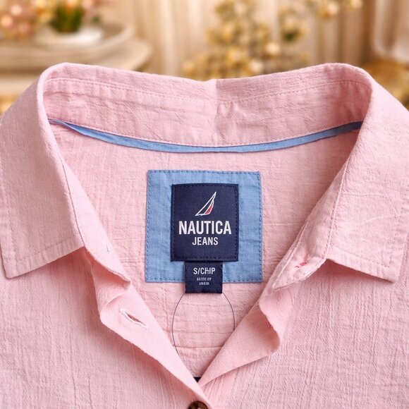 Nautica Jeans Pink Sleeveless Utility Blouse Cotton S NEW - Picture 8 of 9